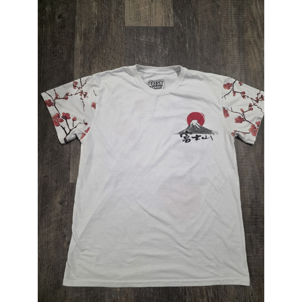 Fresh Laundry Mount Fuji AOP White Shirt Size Large